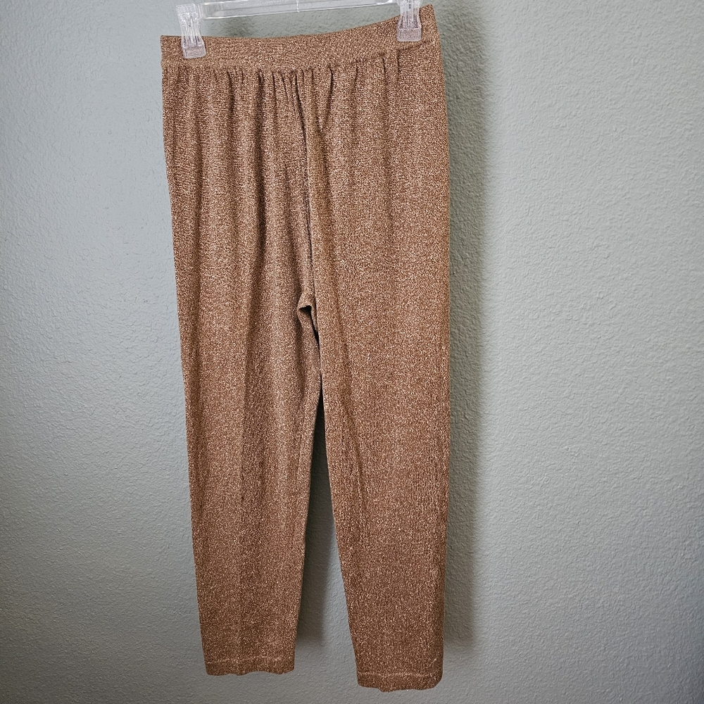 Vintage Richard & Company Knit Strech Gold Metallic Pants Size Medium